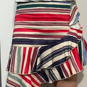 Red carpet multi colored side ruffle short skirt small